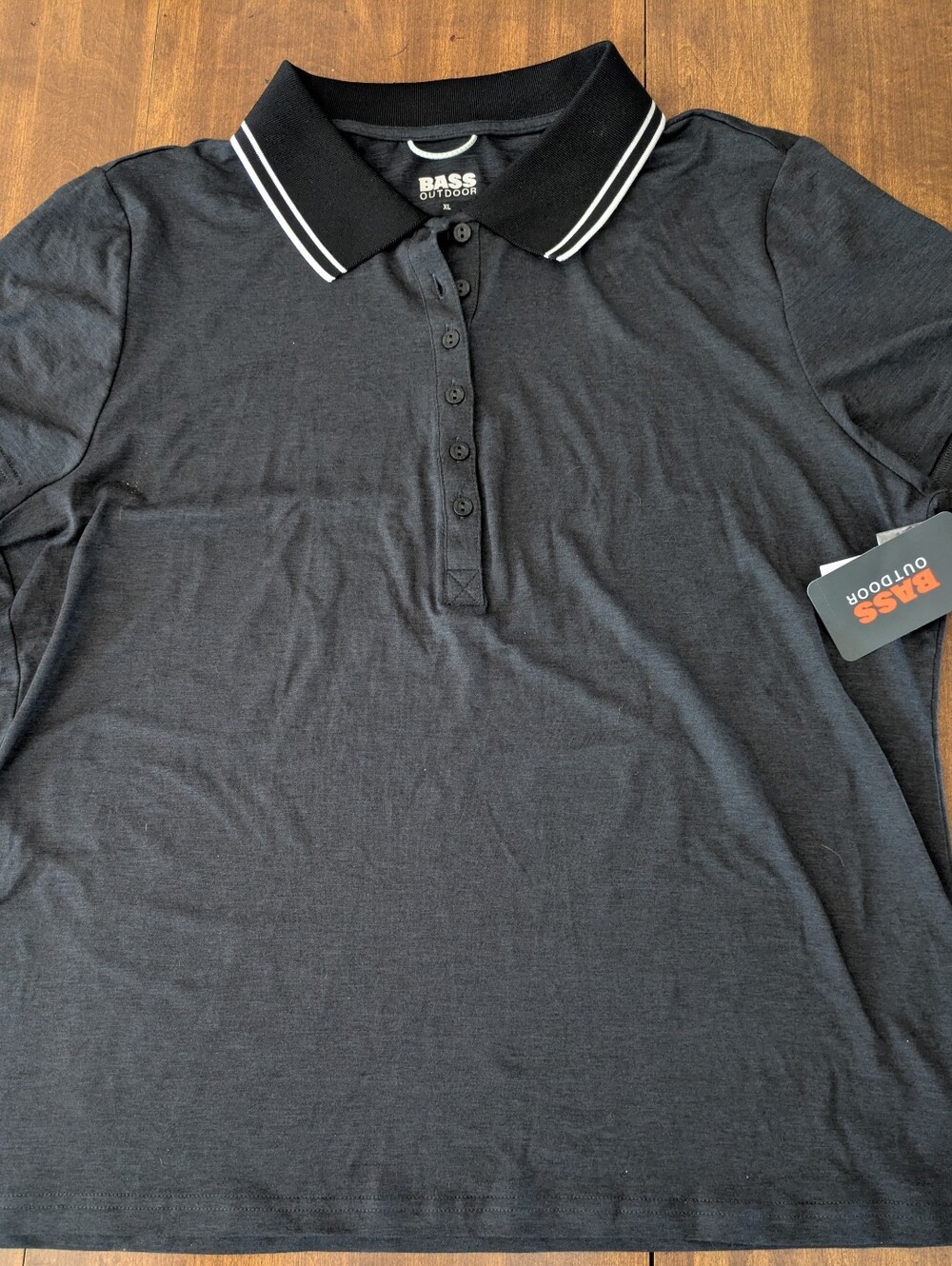 Bass Outdoor Performance Tee Polo XL Black Beauty NWT